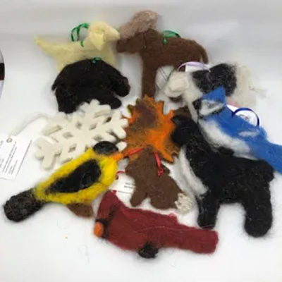 Needle felting ornaments with Lindsay Chandler at VT Fiber Retreat